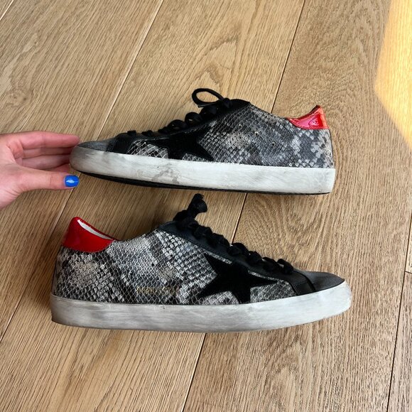 GOLDEN GOOSE - Grey & Red Python Superstar Sneakers - Picture 6 of 8
